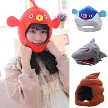 

Plush Cartoon Shape Headgear Hat Plush Doll Stage Performance Party Photo Props S7JN