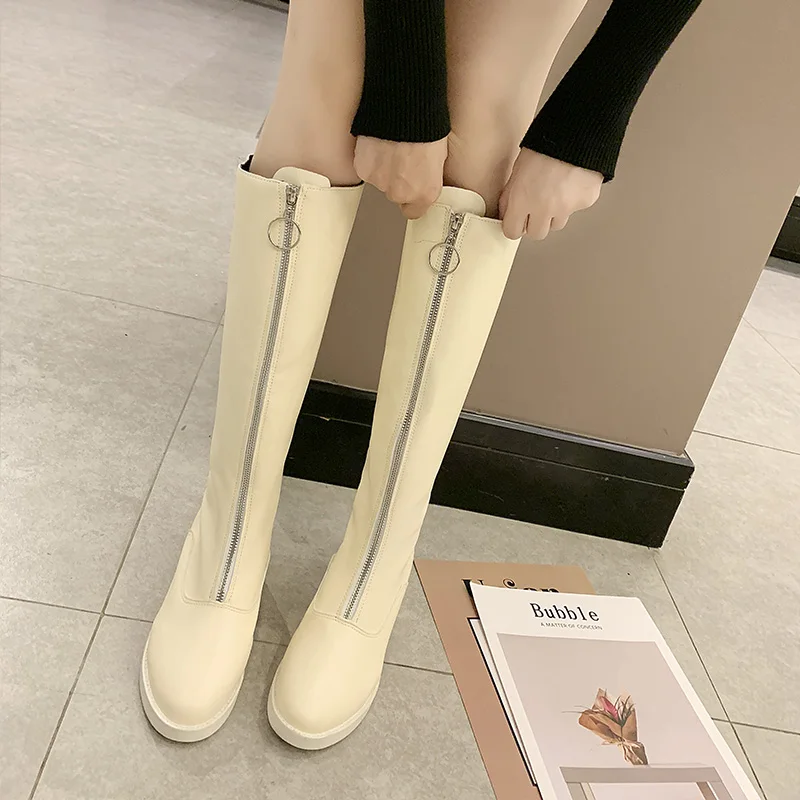 2019 г. Сапоги до колена женские сапоги для верховой езды из искусственной кожи с