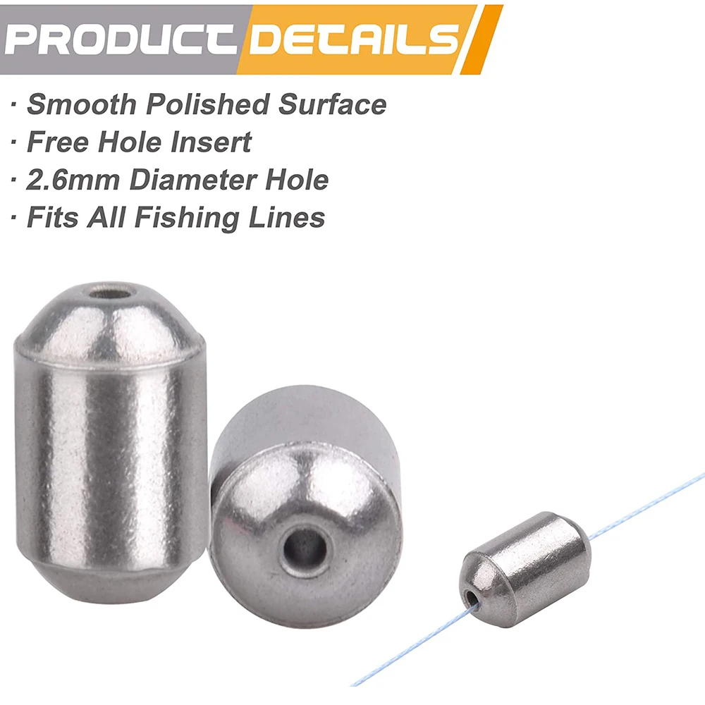 22Pcs/Box Fishing Iron Sinker Weights Drop Shot Worm Bullet Sinker