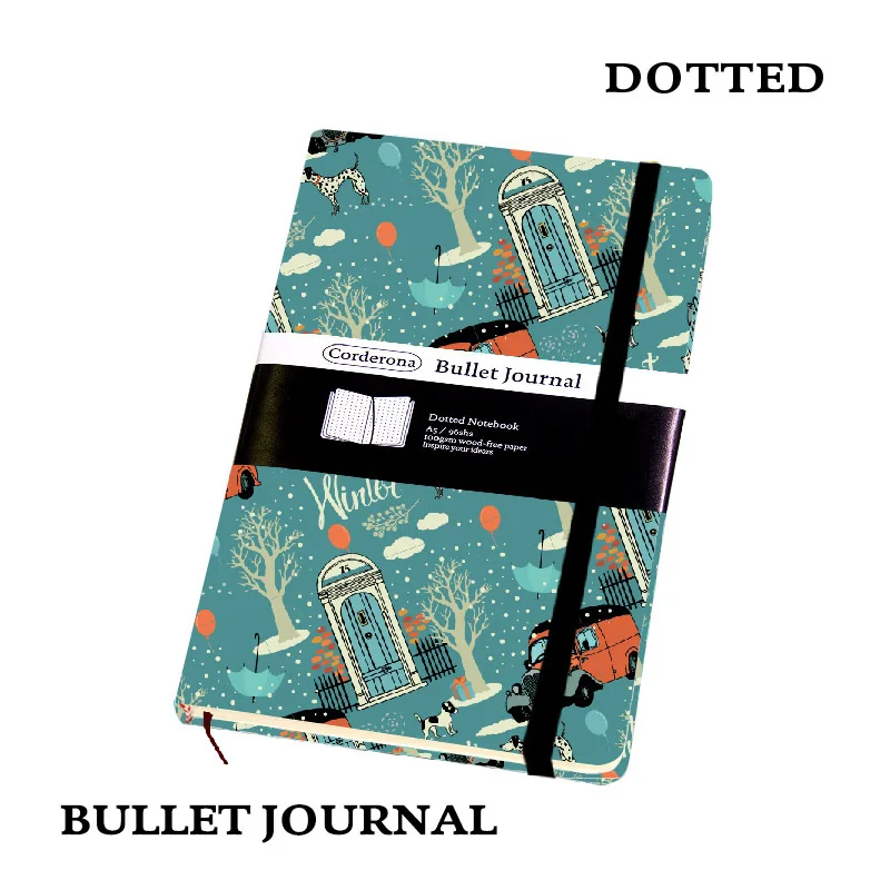 

Seasons Dot Grid Hard Cover A5 PU Bullet Notebook Elastic Band Travel Dotted Journal Bujo Support Dropshipping