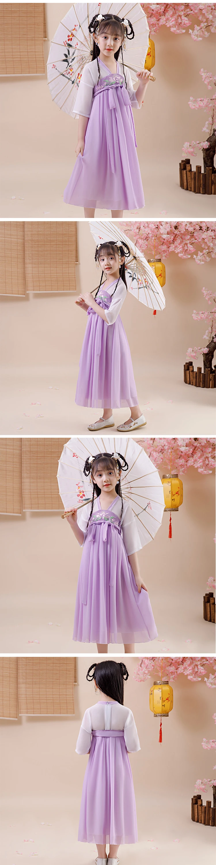 Hanfu платье феи для девочек костюм в китайском стиле детские древние восточные костюмы Классическая танцевальная одежда народный костюм DNV11948