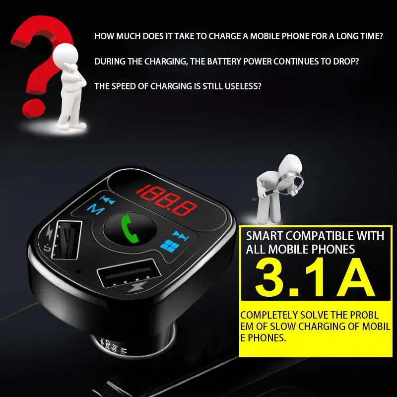 ЖК MP3-плеер автомобильные аксессуары аудио кабель OELL USB зарядное устройство автомобильный комплект громкой связи беспроводной Bluetooth fm-передатчик