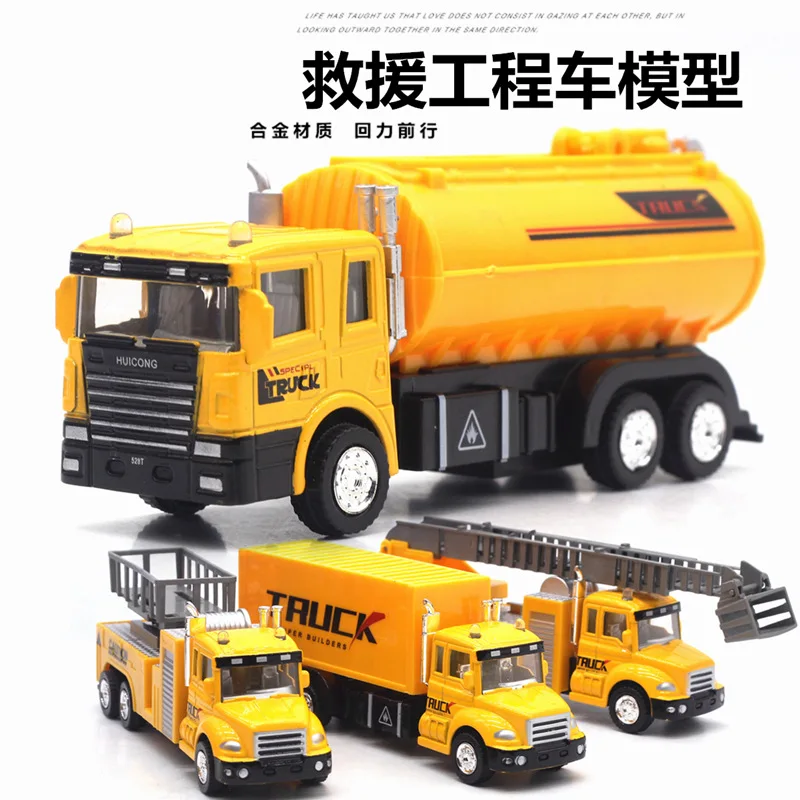 

6-Alloy Warrior Model Engineering Vehicle Model Tanker Aerial Ladder Truck Wreckers Container Educational Toy