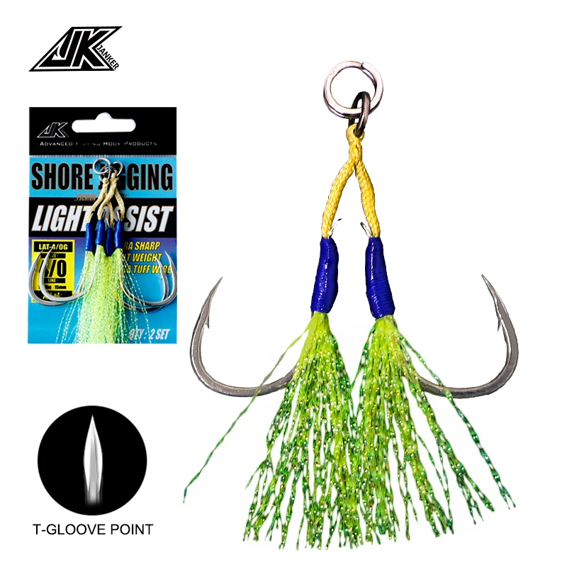 JK LAT-G Shore Jigging Sea Light Assist Hook #2 #1 1/0 2/0 3/0 4/0 2X  Fishing Hooks Tinsel Spoon Saltwater Jigs Fishhook Tackle