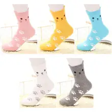 Нескользящие дышащие удобные повседневные носки без пятки с рисунком кота для женщин и девочек