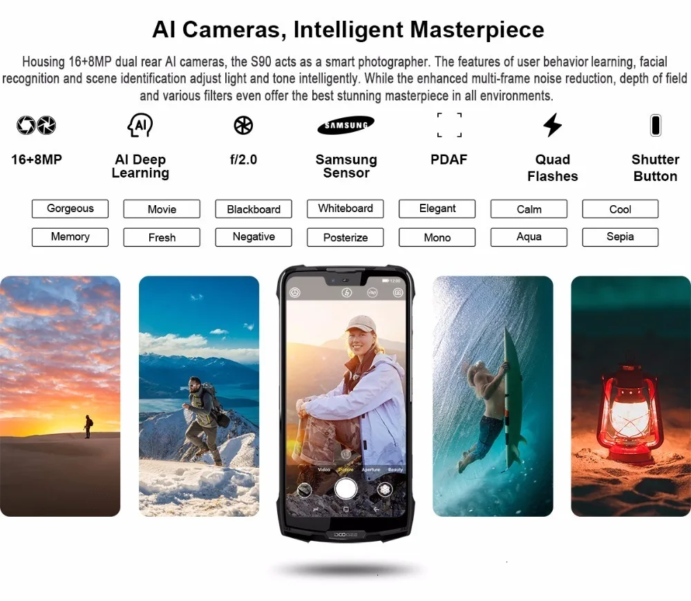 DOOGEE S90 NFC IP68 Ударопрочный мобильный телефон 6 ГБ+ 128 ГБ 5050 мАч android 8,1 6,18 ''Helio P60 Восьмиядерный 16 МП 4G Прочный смартфон