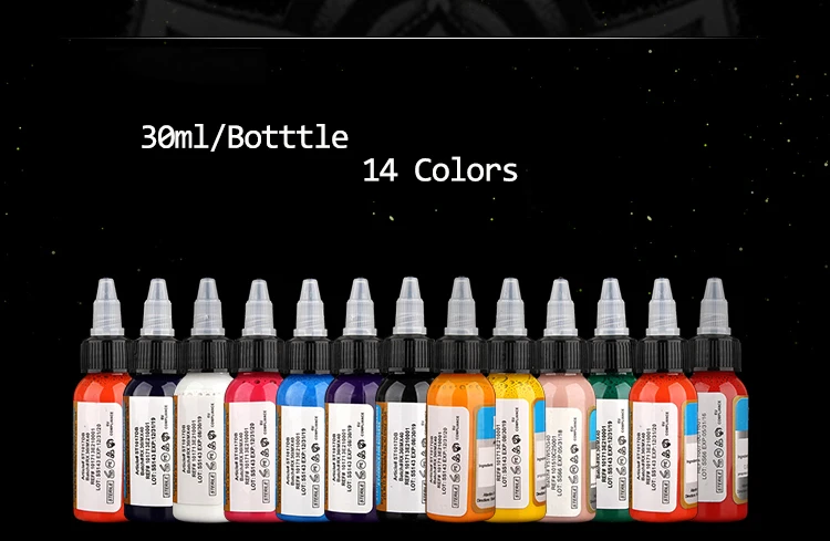 1pcs 30ml/bottle Tattoo Ink Set Microblading Permanent Makeup Pigment 14 Colors Tattoo& Body Painting Ink for Tattoo
