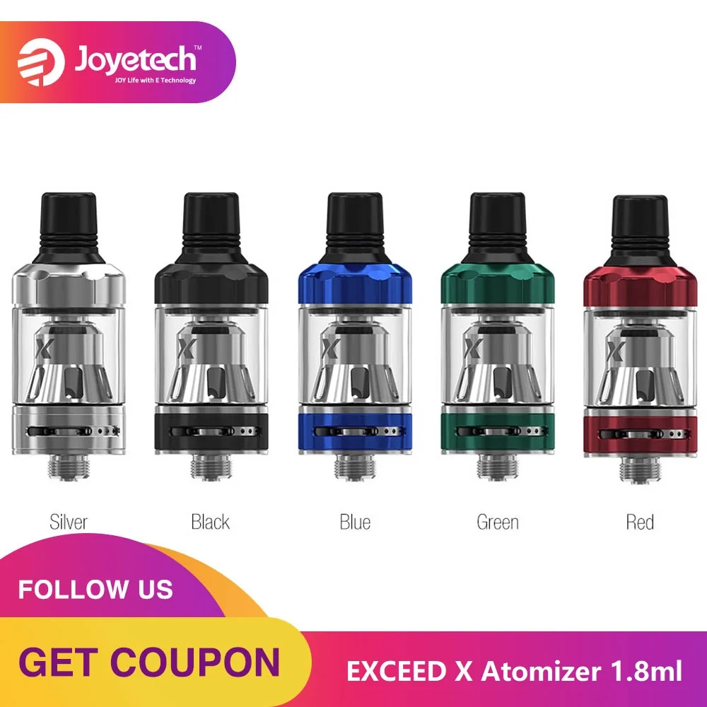 

NEW Original Joyetech EXCEED X Atomizer 1.8ml Capacity E-cig Tank with EX 1.20hm MTL Coil Head & Bottom Airflow Adjustment