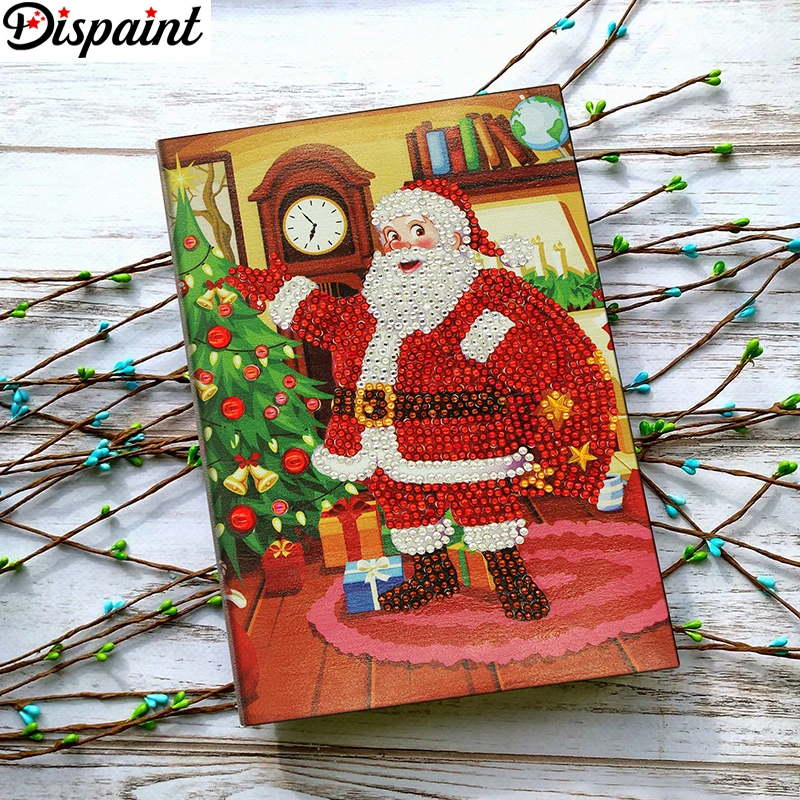 

Dispaint A5 Notebooks 5D DIY Diamond Painting Special Shape Diary Book Diamond Embroidery "Santa Claus" Rhinestones Decor Gift