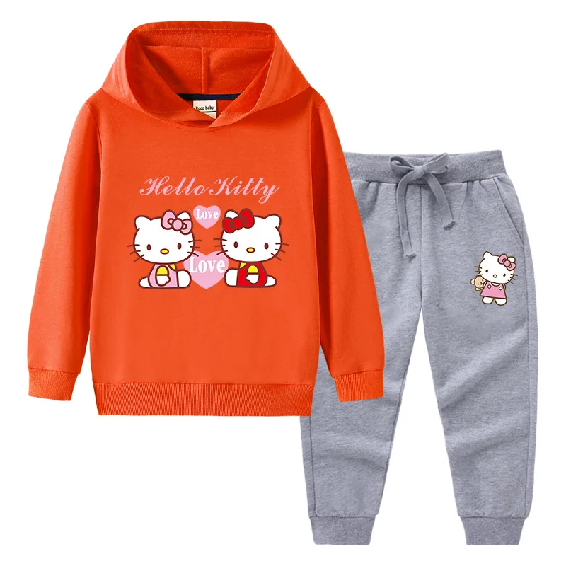 thumbnail image 1 of Hello Kitty-suéter con capucha para niña, suéter informal, pantalones, traje de manga larga cómodo de algodón de dos piezas, novedad, 1 of 5