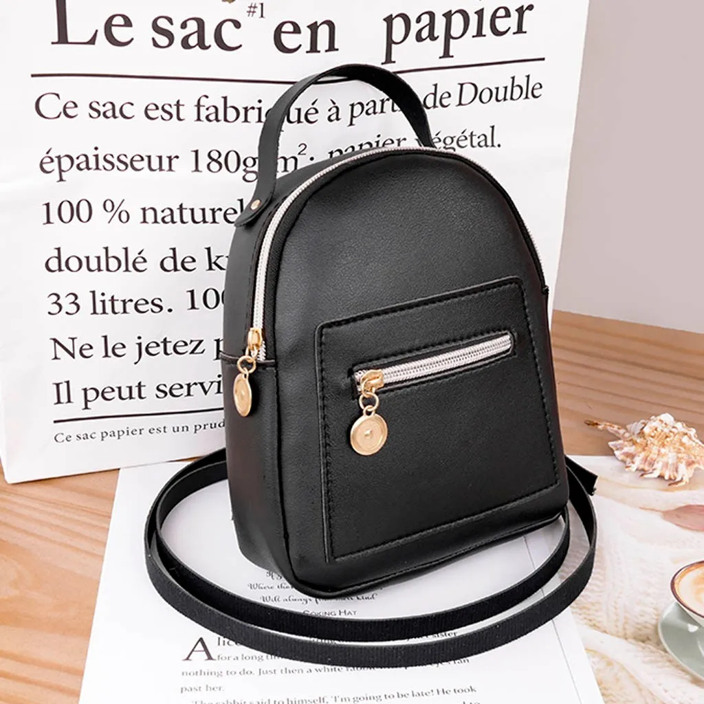 Black 25# мини-рюкзак женская сумка через плечо из искусственной кожи для девочек-подростков Детский многофункциональный маленький рюкзак женский школьный рюкзак - Цвет: Black