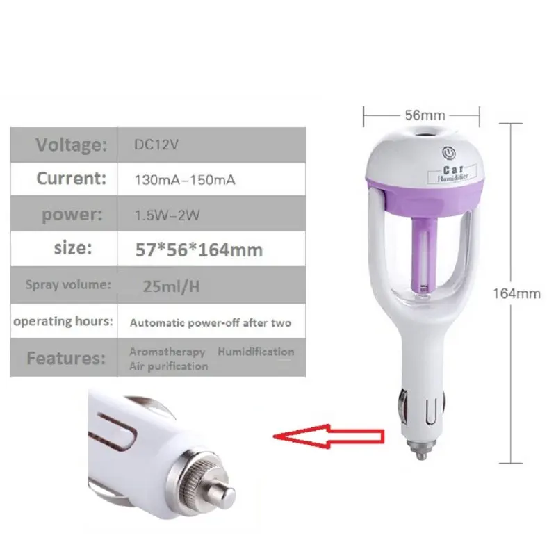 Мини-автомобиль эфирного масла масляный диффузор; увлажнитель для ароматерапии, Портативный автомобильный воздушный увлажнитель-прохладный туман очиститель воздуха в автомобиле