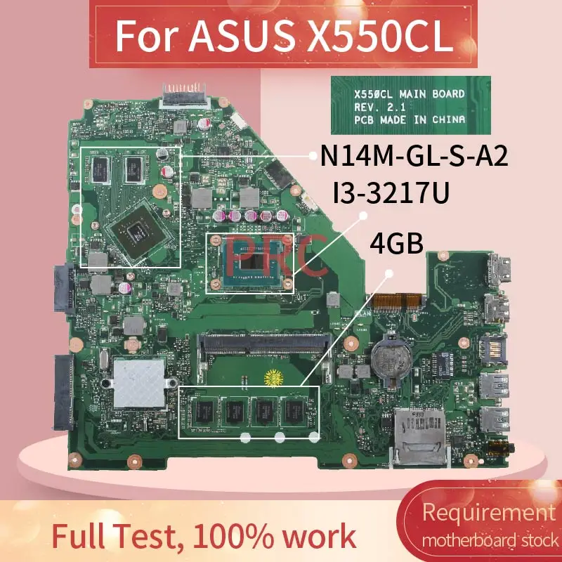 Placa-mãe para Notebook X550cl Placa Principal para Notebook Asus X550ca X550cl R510c Y581c X550c 4gb