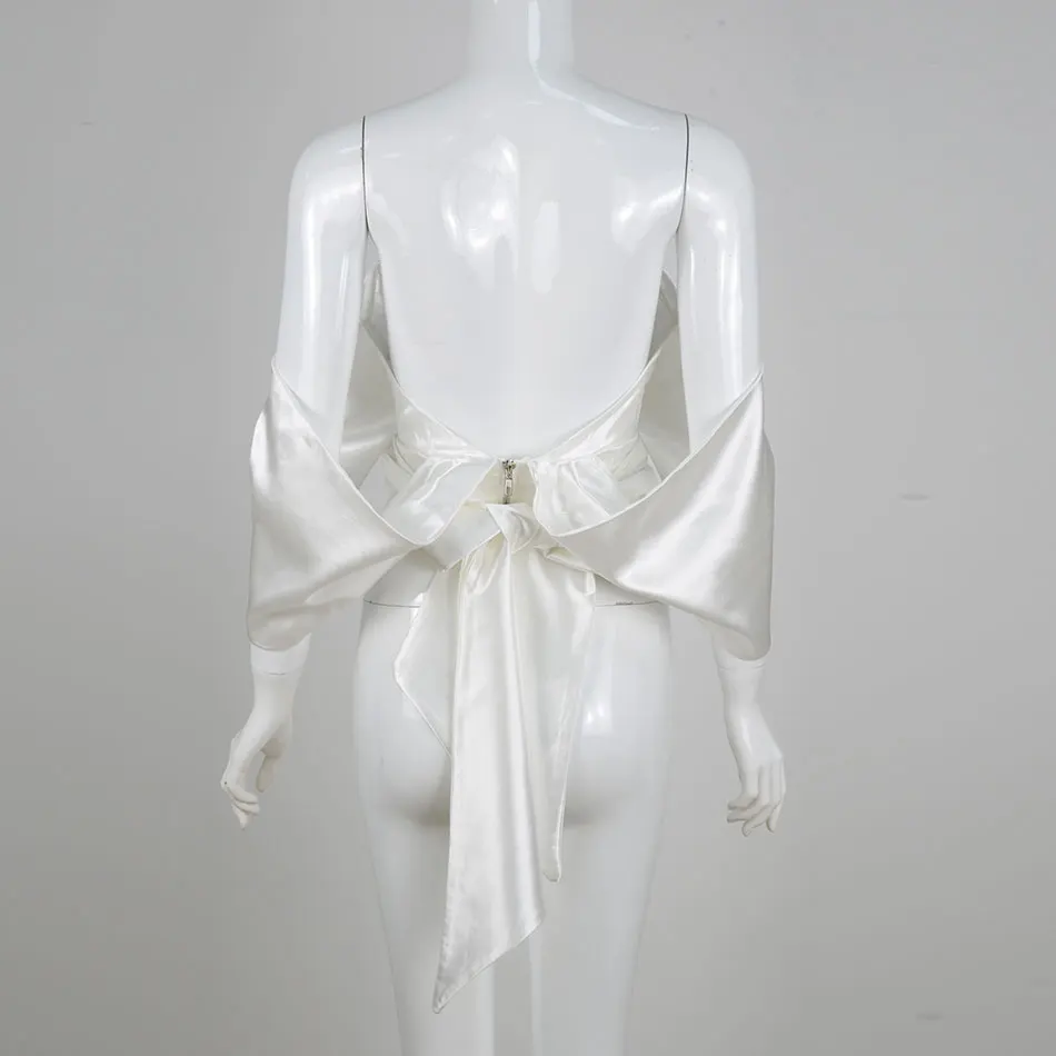 Free Shipping 2020 New Women's Satin Shirt White