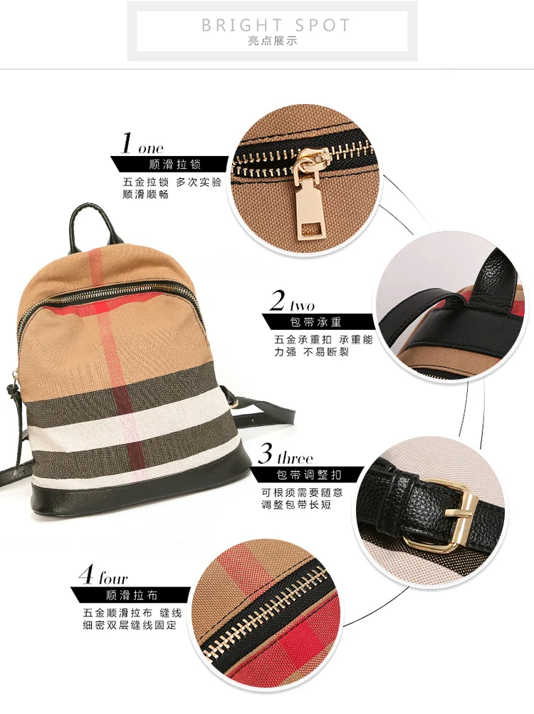 mulheres personalidade stripe mochila grande capacidade lazer