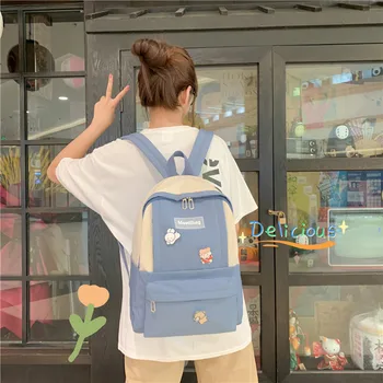 

2020 new Korean style pure color nylon casual school bag simple color matching student backpack for men and women Shoulder Bags