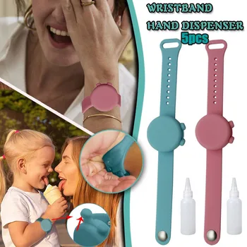 

5pcs Hand Sanitizer Disinfectant Sub-packing Silicone Bracelet Wristband Hand Dispenser Wearable Hand Sanitizer Dispenser Pumps