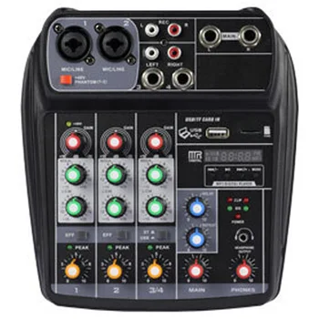 

Portable Audio Mixer A4 Mixing Console Bluetooth Recording 48V Phantom Power Effect 4-Channel Audio Mixer Us Plug