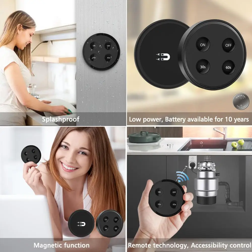 Billige Lebensmittel Abfall Müll Entsorger Mühle Drahtlose Schalter mit Timer EU Korea Stecker 16A Fernbedienung Keine Rohr Ersetzen Luft Schalter