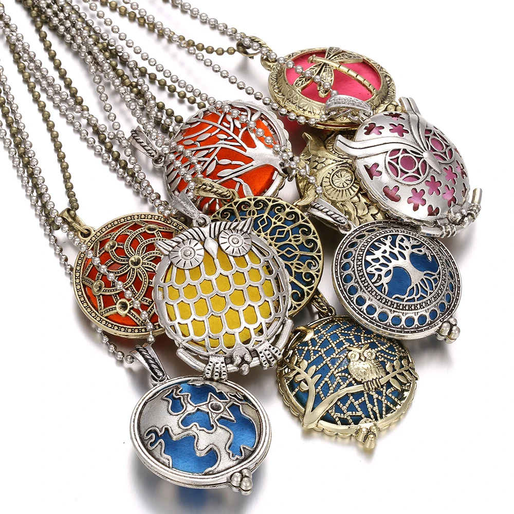

Aroma Diffuser Necklace MagneticAromatherapy Essential Oil Diffuser Perfume Locket Pendant Jewelry with Pads Drop Shipping