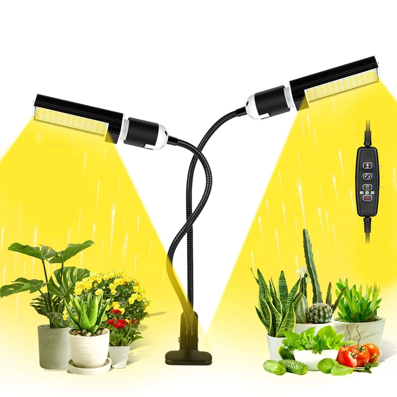 

New ( Update) 60W Led Grow Light Bulb for Indoor Plants, Super Bright 120 Leds Sunlike Full Spectrum Grow Lamp White, Dual Head