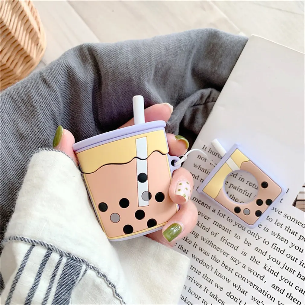 

New Three-Dimensional Pearl Milk Tea Case For Airpods Accessories Wireless Earphone Set Female Anti-Fall Silicone Case