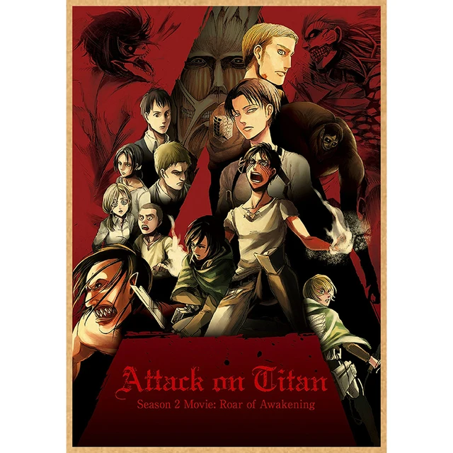 Attack on Titan Anime Poster Decor For Home Posters Room Wall Pictur Kraft Paper Retro And Prints Art Bar Cafe Stickers 4