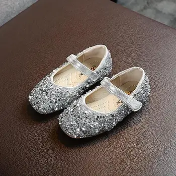 

Rhinestone Girls Princess Shoes Gold Pink Sliver Pu Leather Girls Kids Shoes for Dance Party Fashion Girl Single Shoes