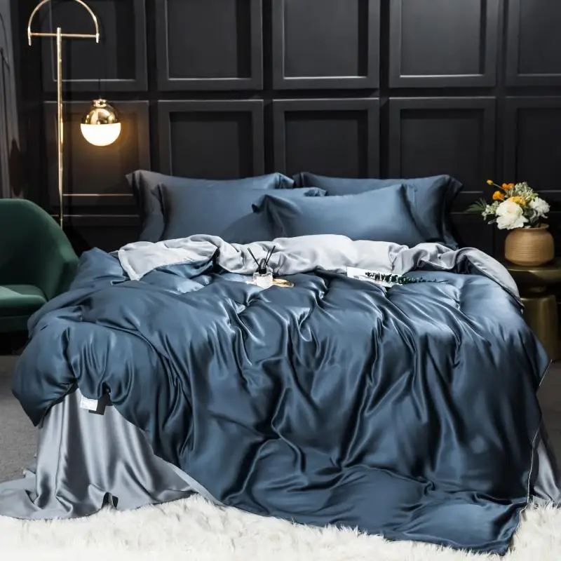 Bedding Sets Liv-Esthete Gorgeous 100% Silk Bedding Set Mulberry Silk Beauty Quilt Cover Set Bed Sheet Pillowcase Queen King Bed Linen Set flannel sheets Bedding Sets