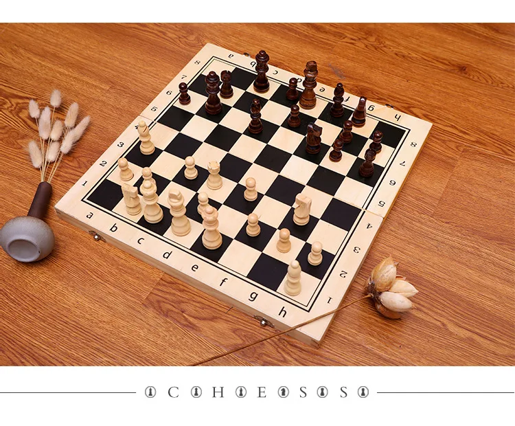 Jeu d'échecs magnétique pièces en bois massif