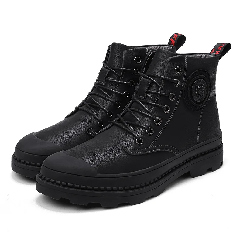 

MEN'S Shoes Autumn 2019 New Style Hight-top plus Velvet Martin Boots Men Workwear Leather Boot Winter Mid-top Trend Shoe Men's