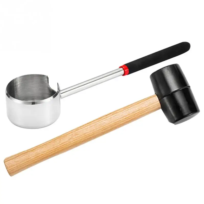 Coconut Opener Wooden Handle Fruit Rubber  Meat Tool Easy Use Portable Manual Non Toxic Stainless Steel Punch Hole Kitchen 