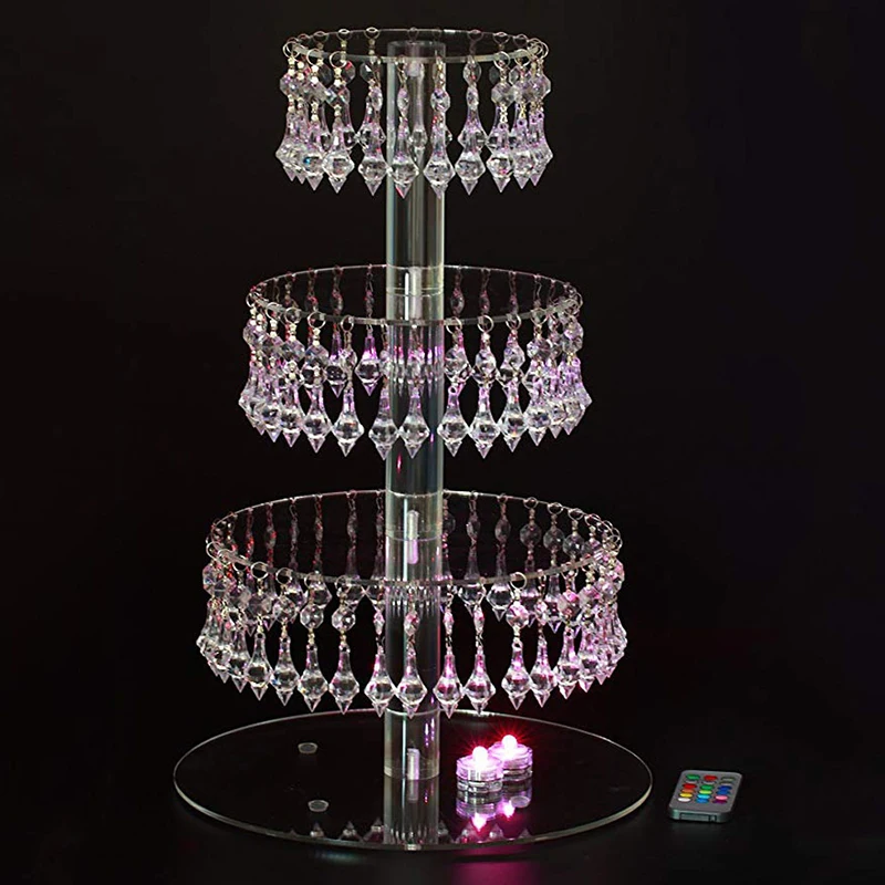 

4 Layers Crystal Pendant Cake Rack Stand Bakeware For Wedding Festival Birthday Party Cupcake Food Organizer Decor Display
