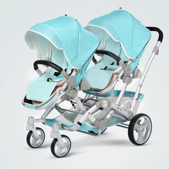 

Twin Baby Stroller 3 in 1 Luxury High Landscape Baby Stroller for Twins Multifunctional Adjustable Twin Stroller Double Pram