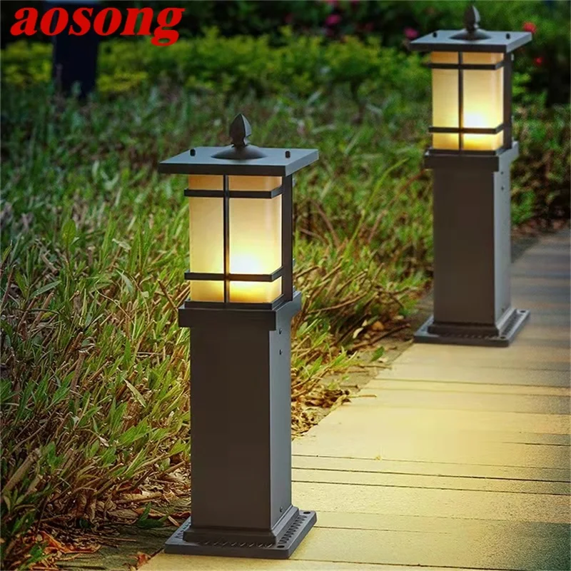 

AOSONG Outdoor Retro Lawn Lamp Lights Classical Waterproof Home for Villa Garden Decoration