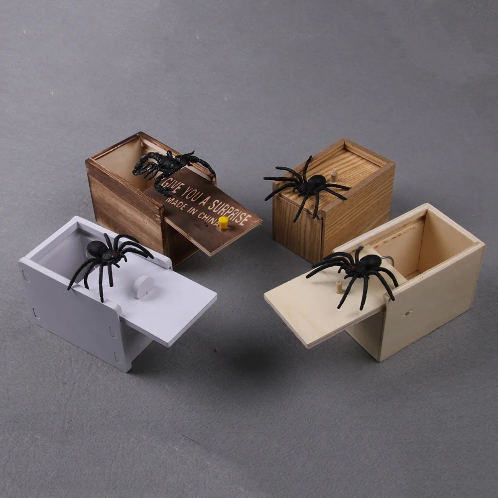 Хэллоуин забавная Новинка Веселая страшная коробка паук шалость деревянная страшная коробка Шутка игрушки для детей