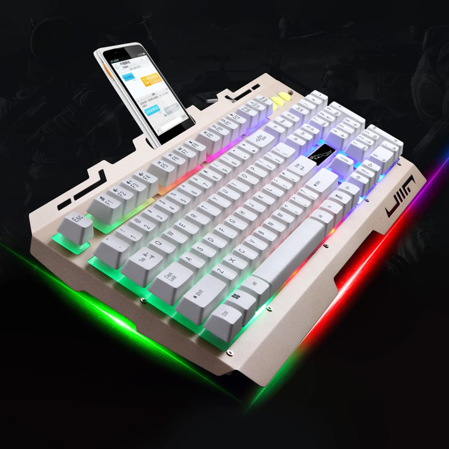 Проводная игровая клавиатура мышь с usb-разъемом Elisona, комплект из металлической панели, светодиодный клавиатура с подсветкой, с регулируемой мышью 2400 dpi, 6 кнопок для ПК