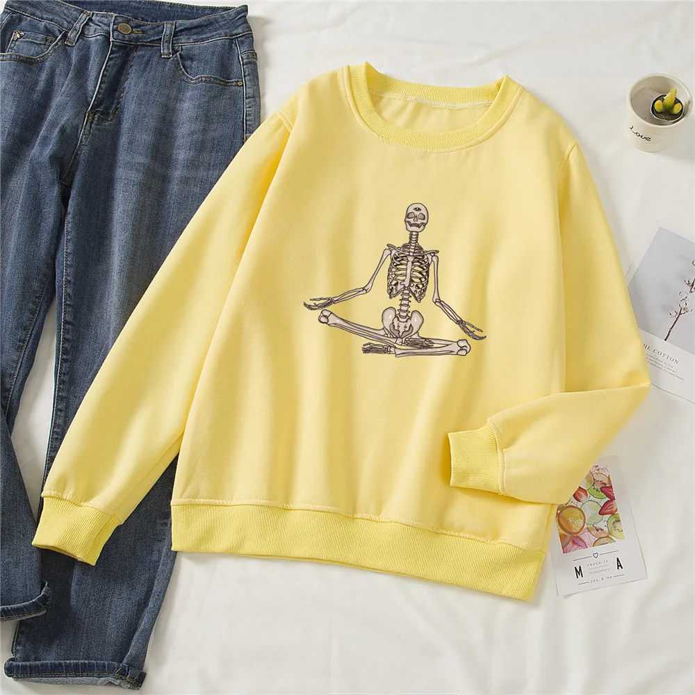 

Sweatshirt Crewneck Pullover Print Skeleton Hoodies Oversized Jacket Harajuku Cotton Women Sweatshirt Hoodie Cute Hip Hop Kawaii
