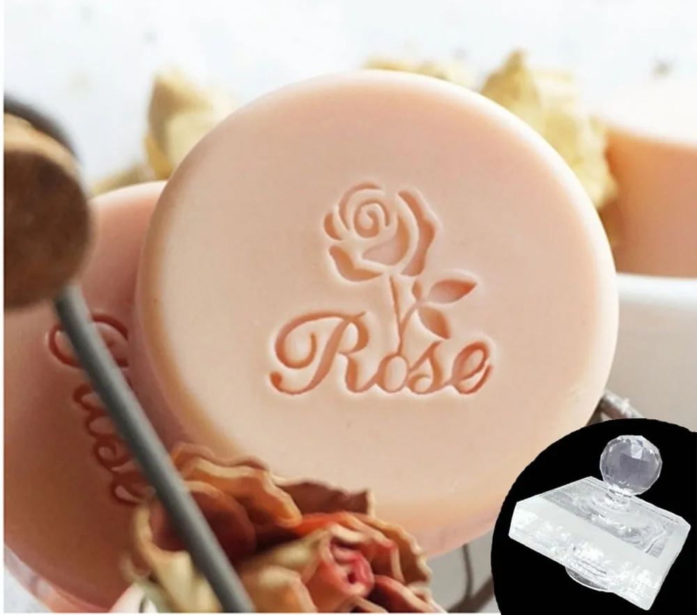 Exquisite Acrylic Soap Stamp, Rose Flower, Beautiful Plants Style, Handmade Seal, Natural for Soap Making Chapters