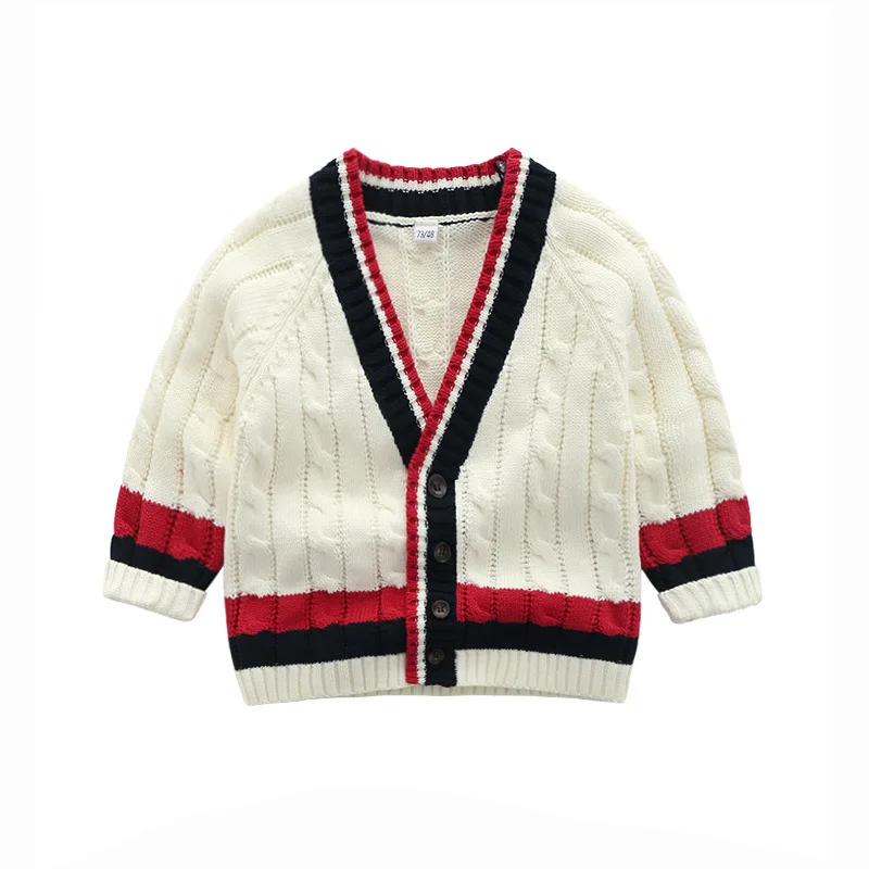  Autumn Children's Clothes Fashion Baby Boys Coat Knitting Color Matching V Collar Vest Kids Winnter