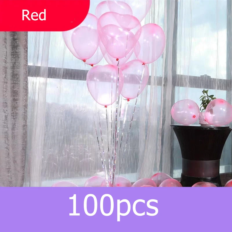 Красный 100 шт. 10 дюймов в форме сердца Прозрачный бесцветный кристально чистый пастельный латексные воздушные шары с гелием, хороший подарок на день рождения, свадьбу, вечерние украшения - Цвет: Красный