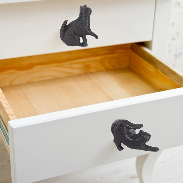 4Db/Beállított Fiók Fogantyú Öntöttvas Tartós Egyszerű Macska Alakú Vas Húzza A Gombot Szekrény Szekrényhez - Image 2