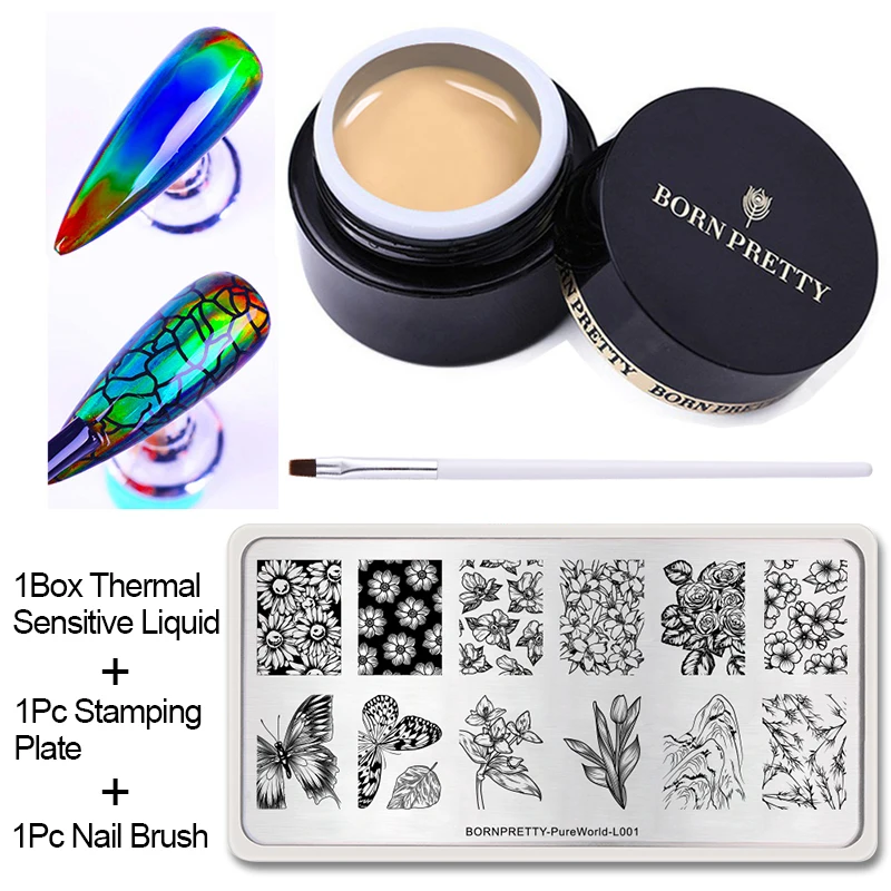 Stamping Kit9 BORN PRETTY, термочувствительный жидкий, меняющий цвет, сенсорный, жидкий, УФ-светодиодный, отмачиваемый, Гель-лак для ногтей, краска, гель, черная основа, нужно 2 г - Цвет: Stamping Kit9