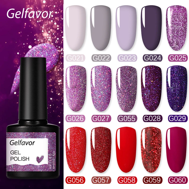 Gelfavor УФ Гель лак для ногтей 8 мл Набор маникюра Комплект светодиодный основа