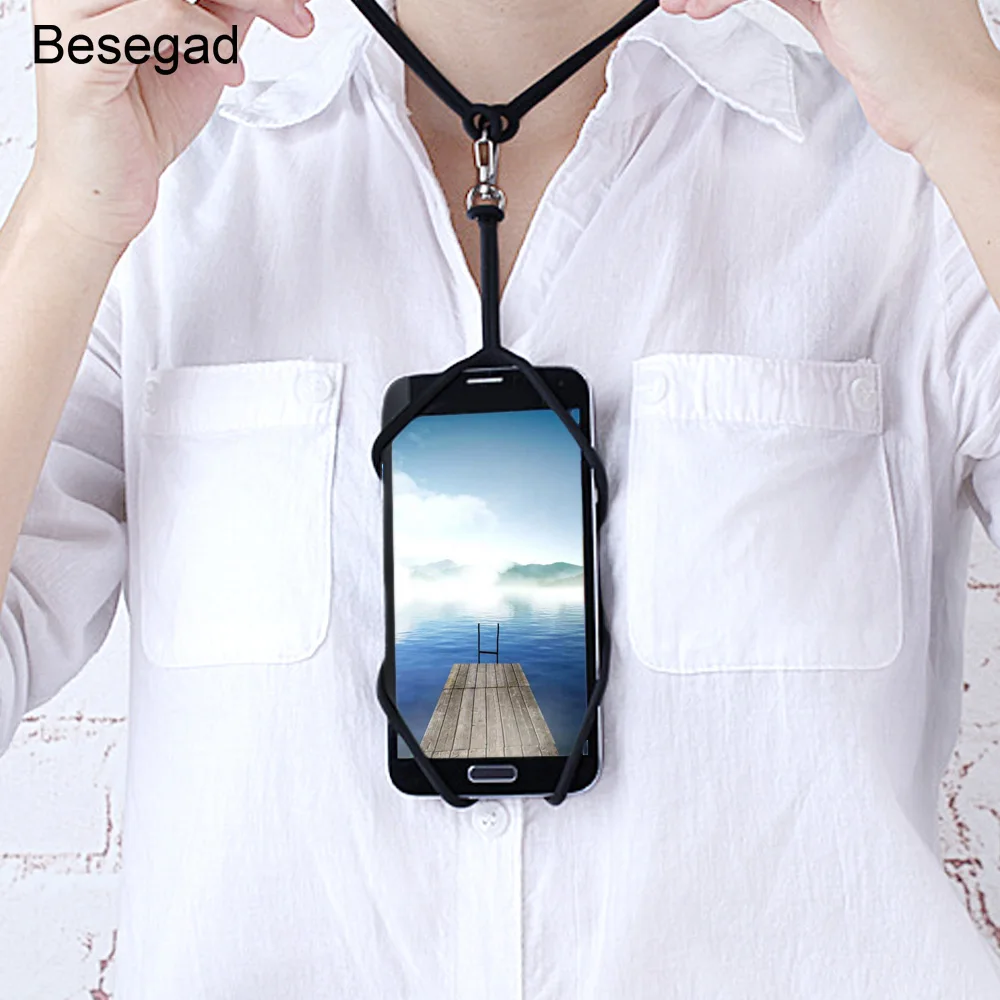 

Besegad Cell Phone Lanyard Holder Cover Phone Neck Strap Necklace Sling For iPhone 6s 7s Plus 8 Samsung Galaxy A5 S7 Edge S6