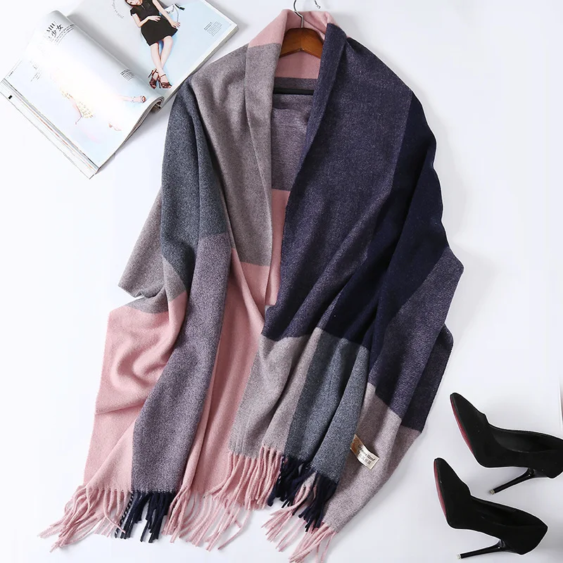 

Woman Winter Checker Cashmere Shawl Long Korean Edition