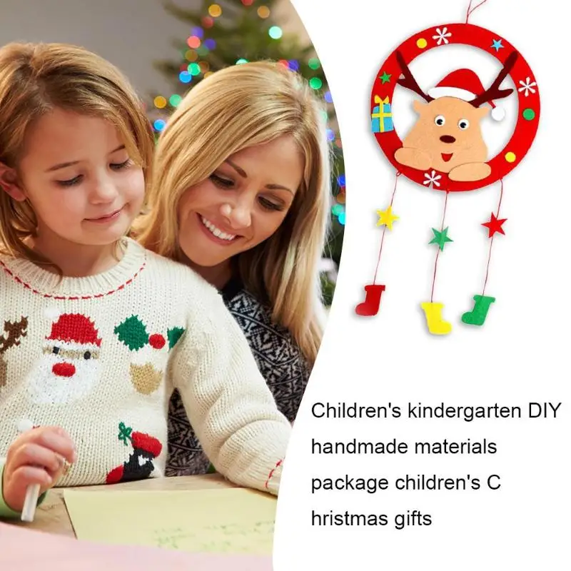 Рождественские DIY детские игрушки умелое производство Превосходное качество нетканый тканевый венок ручной работы висячий орнамент