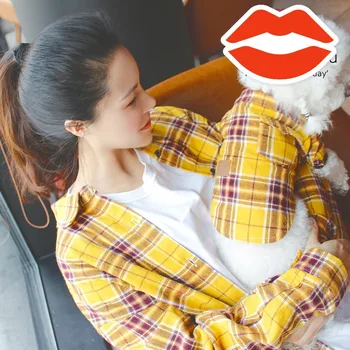

Cotton Chihuahua Summer Breathable Plaid Shirt Owner-Puppy Matching Clothes Pet Dog Clothes for Small Dogs Pets Clothing
