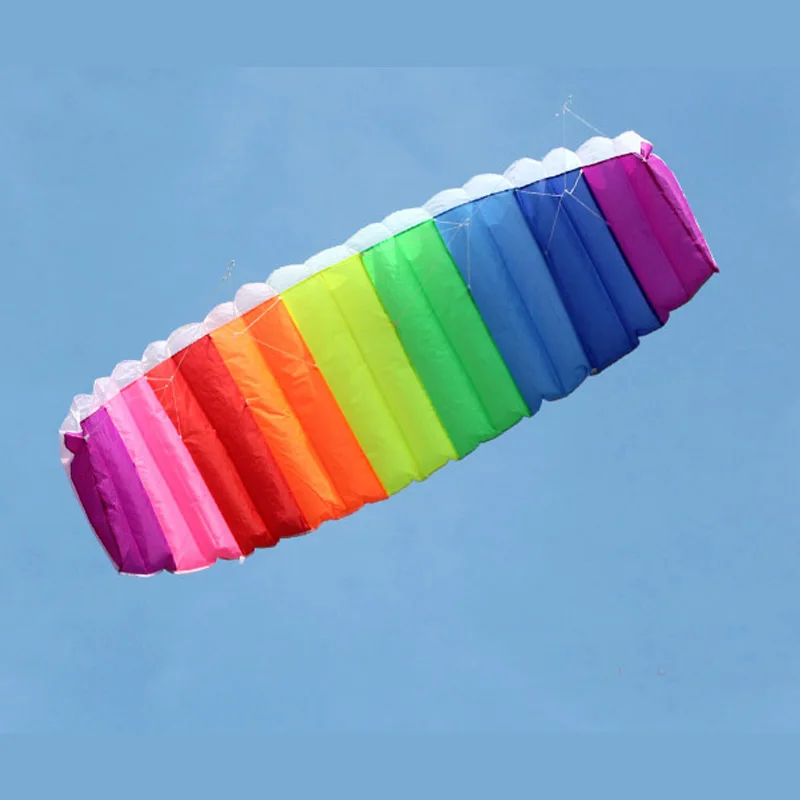 Professional 1.4/2/2.7m Dual Line Parafoil Kite With Control Bar Line Power Braid Sailing Kitesurf Rainbow Sports Beach 6