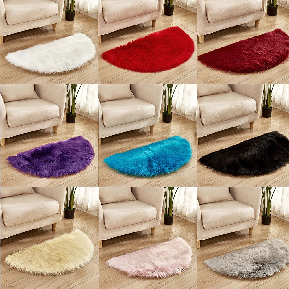 Коврик для пола, противоскользящий, водопоглощающий ковер, шерсть, имитация овчины, ковер из искусственного меха, нескользящий, для спальни, мохнатый ковер, коврики#30